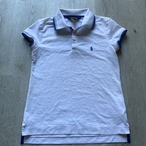 Polo Ralph Lauren Kids Girls White Short Sleeve Jersey Polo Shirt Size 6